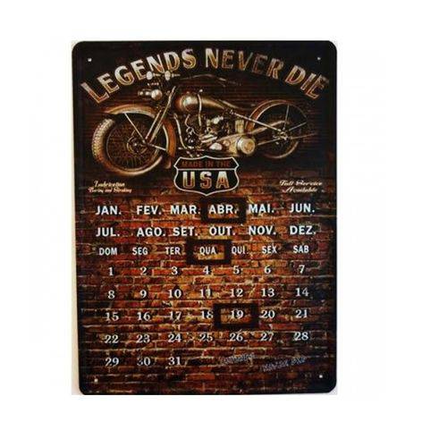 Calendário Permanente Metal Harley Davidson Vintage Pl294