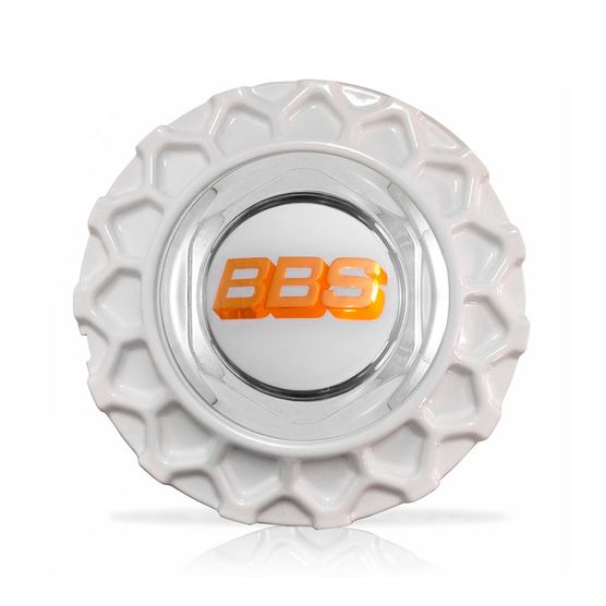 Calota Centro Roda BRW BBS 900 Branca Cromada Emblema Branca