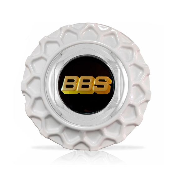 Calota Centro Roda BRW BBS 900 Branca Cromada Emblema Preta