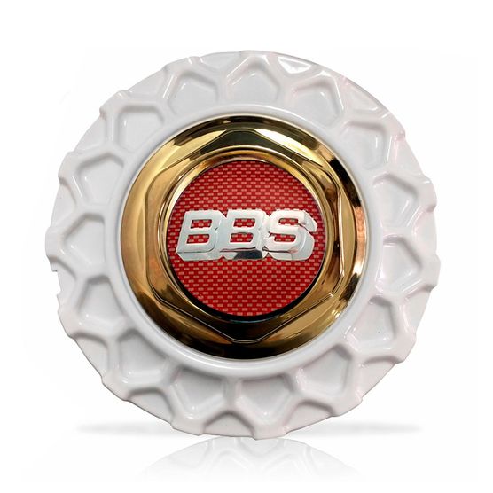 Calota Centro Roda Brw Bbs 900 Branca Dourada Emblema Fibra Vermelha