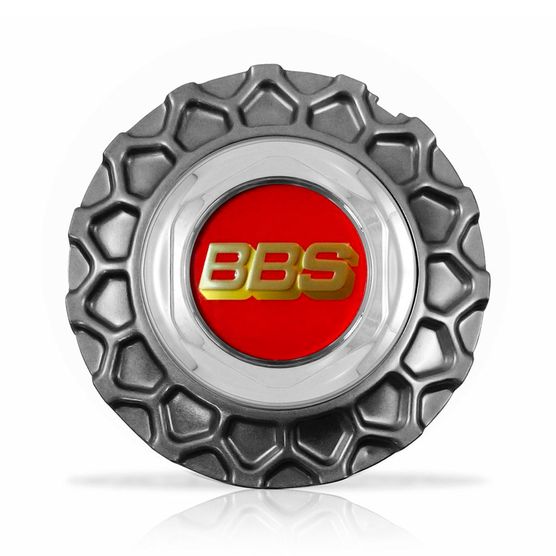 Calota Centro Roda BRW BBS 900 Grafite Cromada Emblema Vermelha