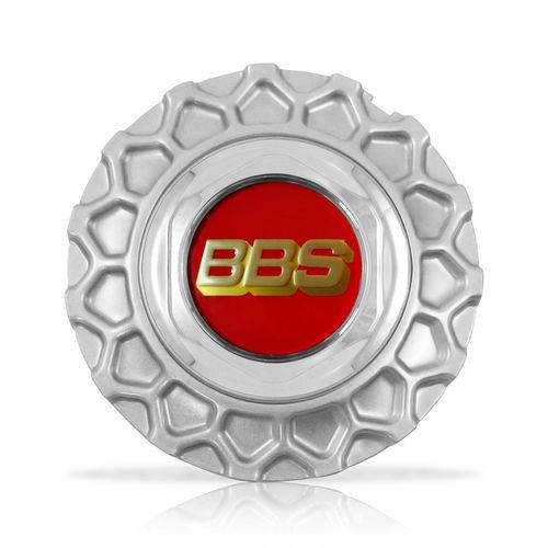 Calota Centro Roda Brw Bbs 900 Prata Cromada Emblema Vermelha