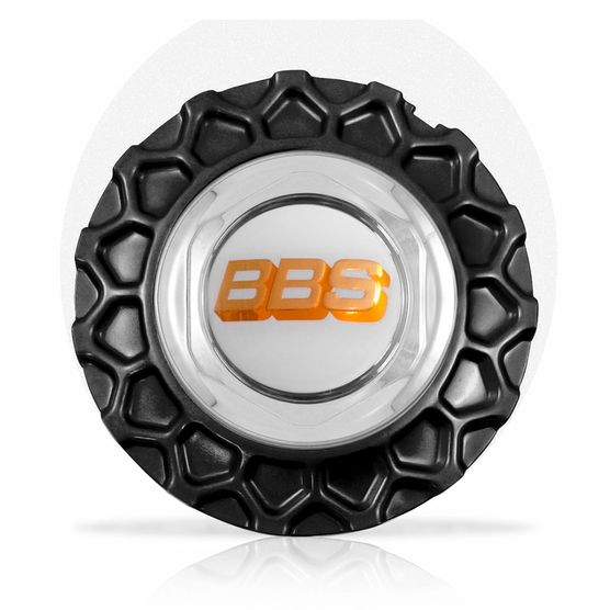 Calota Centro Roda BRW BBS 900 Preta Cromada Emblema Branca