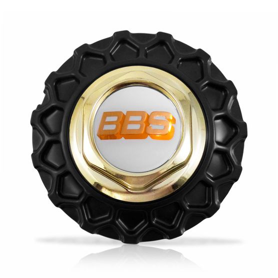 Calota Centro Roda BRW BBS 900 Preta Dourada Emblema Branca