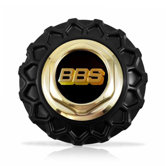 Calota Centro Roda BRW BBS 900 Preta Dourada Emblema Preta