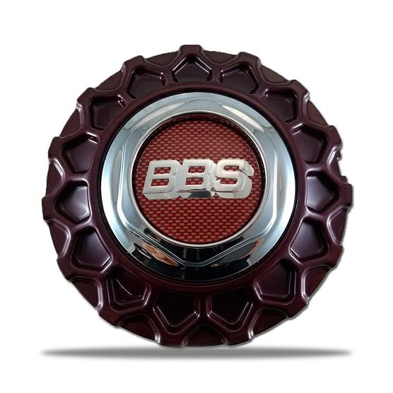 Calota Centro Roda BRW BBS 900 Vermelha Cromada Emblema Fibra Vermelha