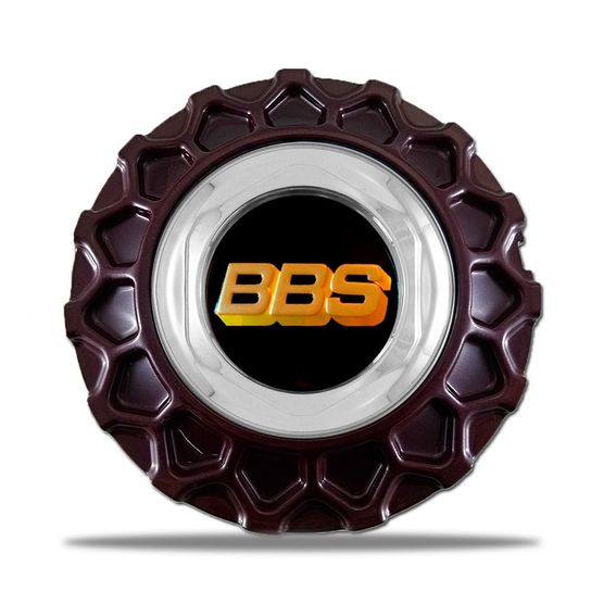 Calota Centro Roda BRW BBS 900 Vermelha Cromada Emblema Preta