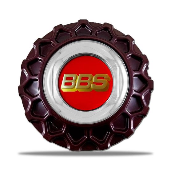 Calota Centro Roda BRW BBS 900 Vermelha Cromada Emblema Vermelha