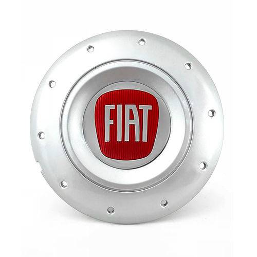 Calota Centro Roda Ferro Vw Amarok Aro 13 14 15 4 Furos Prata Emblema Fiat Vermelho