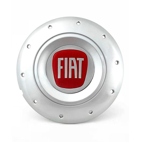 Calota Centro Roda Ferro Vw Amarok Aro 13 14 15 4 Furos Prata Emblema Fiat Vermelho