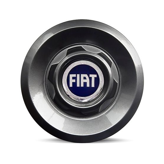 Calota Centro Roda VW Saveiro Modelo Novo 4 Furos Grafite Brilhante Emblema Fiat Azul