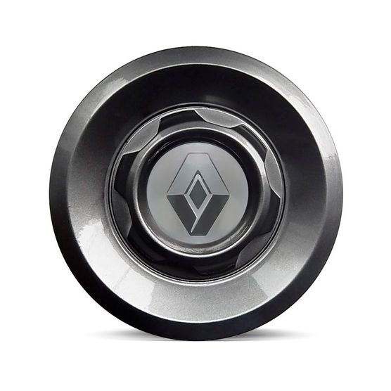 Calota Centro Roda VW Saveiro Modelo Novo 4 Furos Grafite Brilhante Emblema Renault Prata