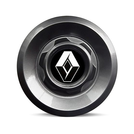 Calota Centro Roda Vw Saveiro Modelo Novo 4 Furos Grafite Brilhante Emblema Renault Preto