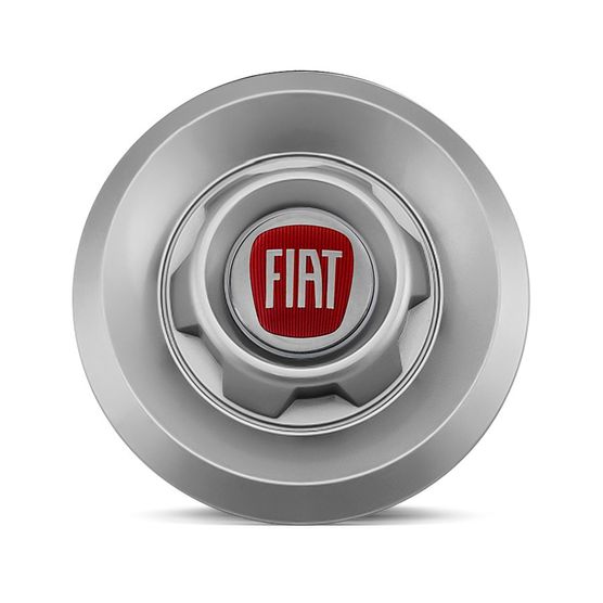 Calota Centro Roda VW Saveiro Modelo Novo 4 Furos Prata Emblema Fiat Vermelho