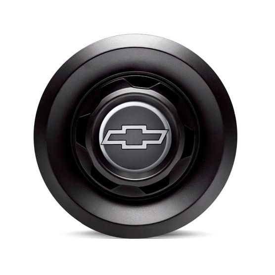 Calota Centro Roda VW Saveiro Modelo Novo 4 Furos Preta Brilhante Emblema GM Cinza