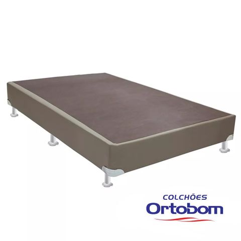 Cama Box Casal Americana - Corino Crema - Ortobom - 128x188x23