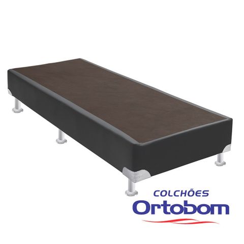 Cama Box Solteiro Americana - Corino Cinza - Ortobom - 88x188x23