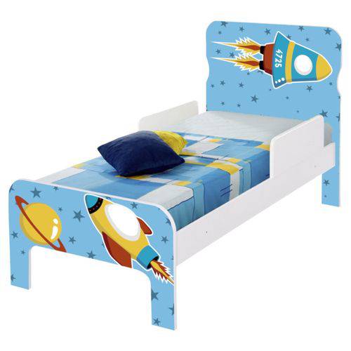 Cama Infantil Adesivada Foguete Espacial com Colchão