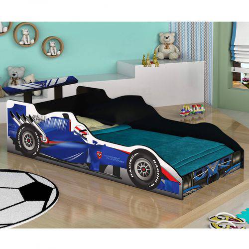 Cama Infantil Carro Formula 1 Azul J&A Móveis Azul