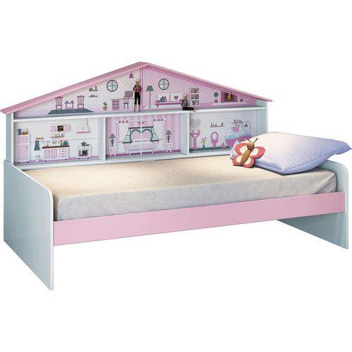 Cama Infantil Casa de Boneca Diversão Branco/rosa - Pura Magia