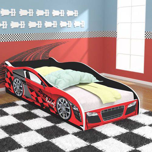 Cama Infantil / Mini Cama Infantil Carro Speedy Racing New - Vermelho/Preto - Rpm Móveis