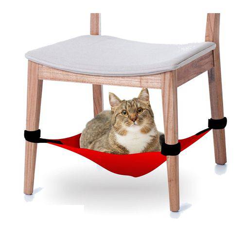 Cama Rede para Gatos para Fixar em Cadeiras - Vermelho