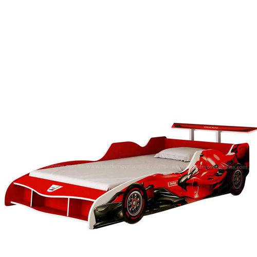 Cama Solteiro Formato de Carro F1 Gelius - Vermelho