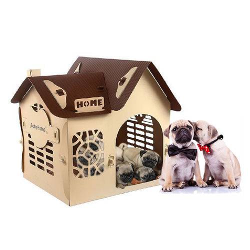Camas Casinha com Chaminé Decorativa para Pet Cachorro Resistente Pug Buldogue