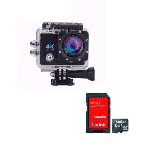 Camera Action Go Cam Pro Sport Ultra 4k com Cartão de Memória 32Gb Micro Sd Adaptador SD