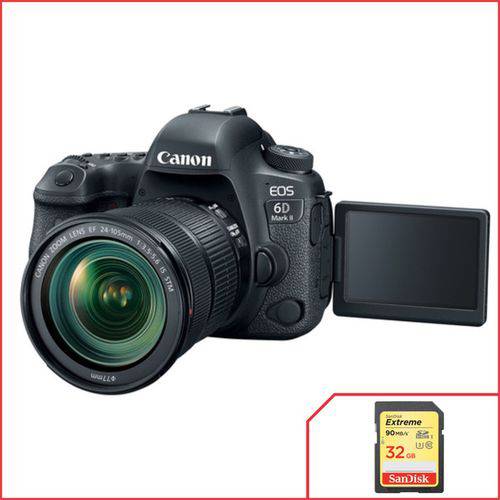 Câmera Canon 6D Mark II com Lente 24-105mm F/3.5-5.6 IS STM