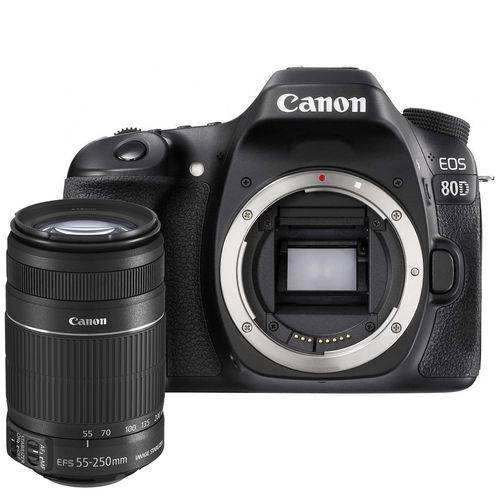 Câmera Canon 80d com Lente Ef-s 55-250mm