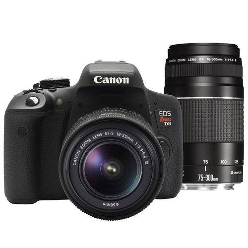 Câmera Canon T6i com Lentes 18-55mm e 75-300mm