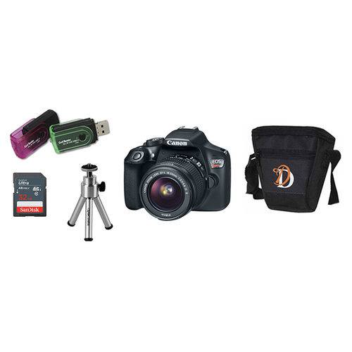 Câmera Canon T7 + Tripé Fotográfico + Bolsa + Cartão 32gb + Leitor