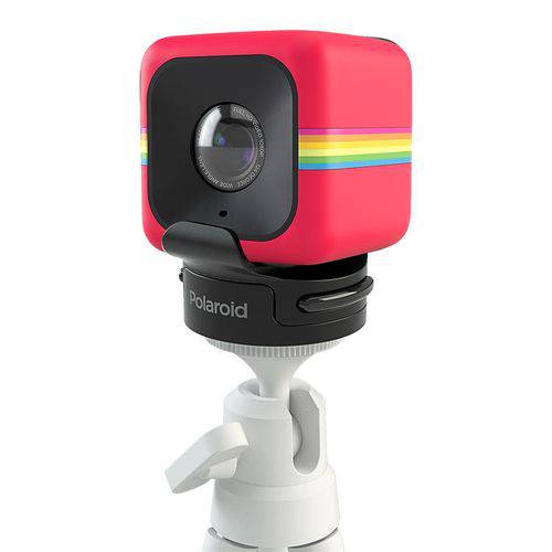 Câmera de Ação Full HD Cube Polaroid Vermelha + Suporte P/ Encaixe em Tripé