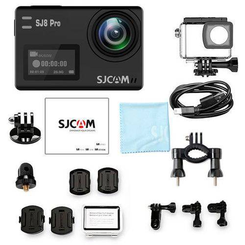 Câmera de Ação Sjcam Sj8 Pro 12mp Ultra HD com 2.33-Wi-Fi + Kit - Preto