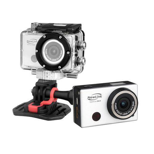 Câmera de Ação Sport Cam Cinza Wi-Fi Prata 8MP Full HD FS101 Newlink