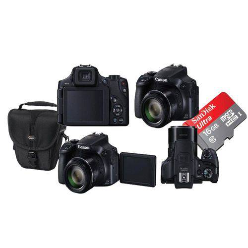 Câmera Digital Canon Powershot Sx60Hs Preta 16.1Mp,+ Sd 16 Gb e Bolsa
