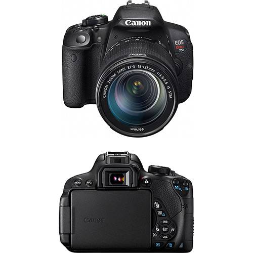 Câmera Digital DSLR Canon EOS Rebel T5i 18MP Lente EF-S 18-135 IS STM