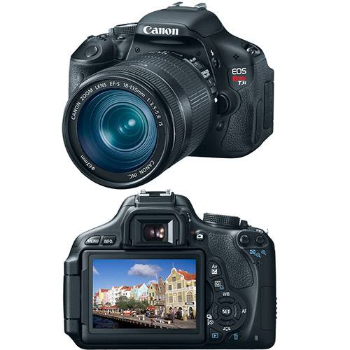 Câmera Digital DSLR Canon EOS Rebel T3i 18 MP C/ Lente 18-135mm Preta
