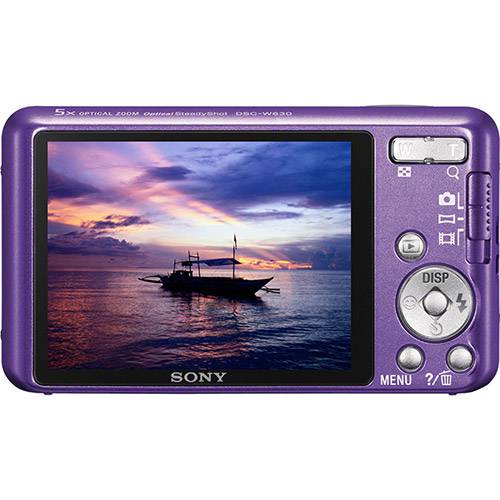 Câmera Digital Sony Cyber-Shot DSC W630 16.1MP C/ 5x de Zoom Óptico Cartão 8GB Violeta