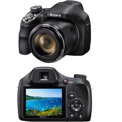 Camera Digital SONY DSC-H400 20.1MP LCD de 3 Zoom 63X Estabilizador Optico e Video HD Preta