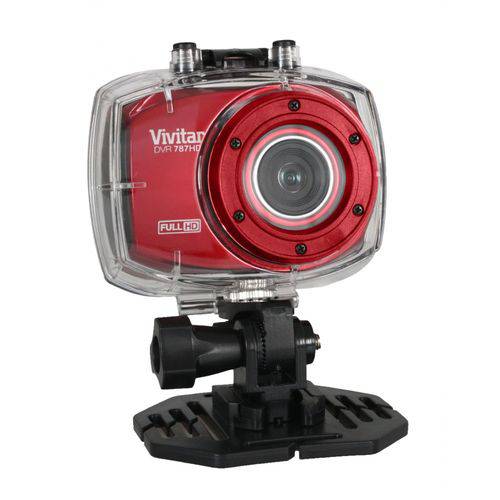 Câmera Filmadora de Ação Full HD Vivitar DVR787HD C/ Caixa Estanque e Acessórios Vermelha