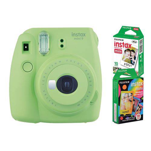 Câmera Instantânea Fujifilm Instax Mini 9 Verde Lima + 2 Packs C/ 10 Fotos