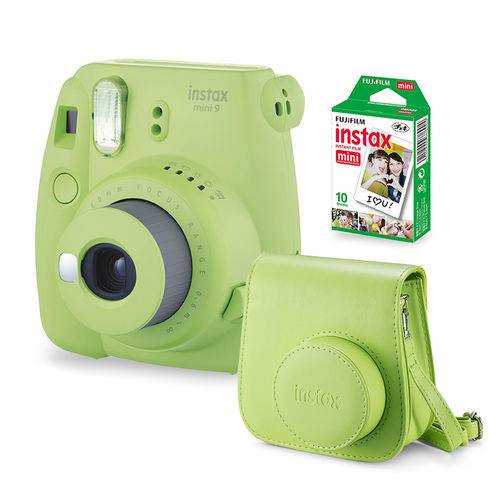 Câmera Instax Mini 9 Verde Limão + Filme + Case Câmera
