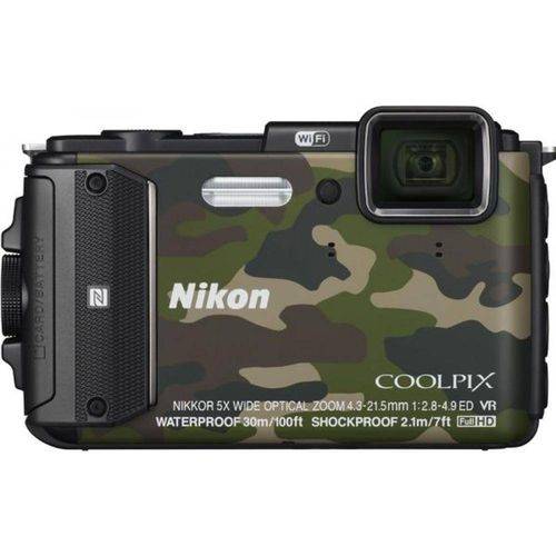 Câmera Nikon Coolpix Aw130 à Prova Dágua - Camuflada
