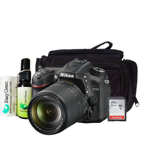 CÂMERA Nikon D7200, Af-S 18-140MM Bolsa, Sdhc C10, Kit de Limpeza