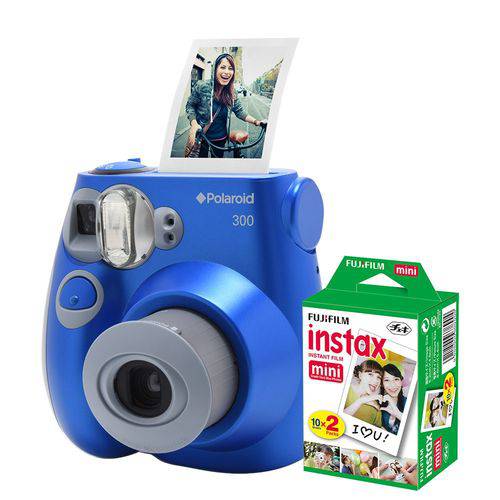 Câmera Polaroid Instantânea PIC 300 Azul C/ Filme 20 Poses