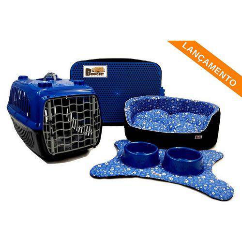 Caminha Pet Kit Dubai 06 Pçs Patinhas Azul -P Cama para Gato Cachorro Porte Pequeno Binnopet