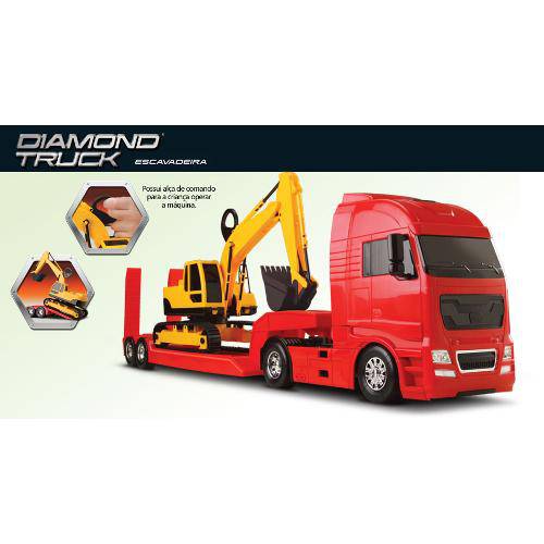 Caminhão Diamond Truck C/ Escavadeira Roma Brinquedos
