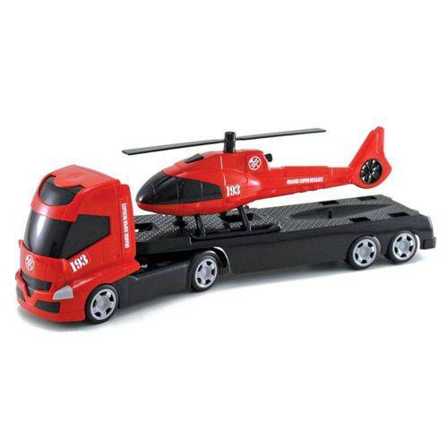 Caminhão para Transportar Helicóptero de Resgate Orange Toys